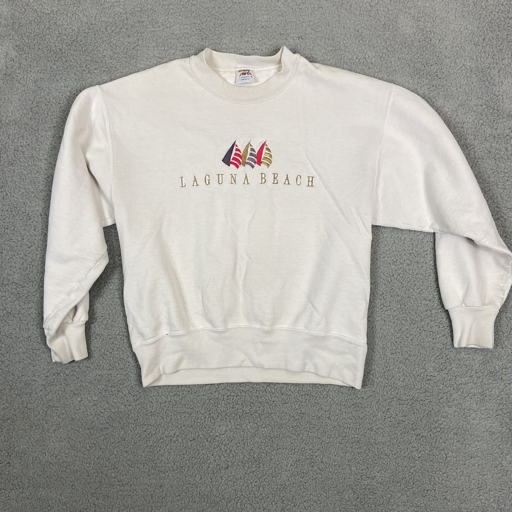 Crazy Shirts Hawaii Laguna Beach Sailboat Sweatshirt White Vintage USA Made S